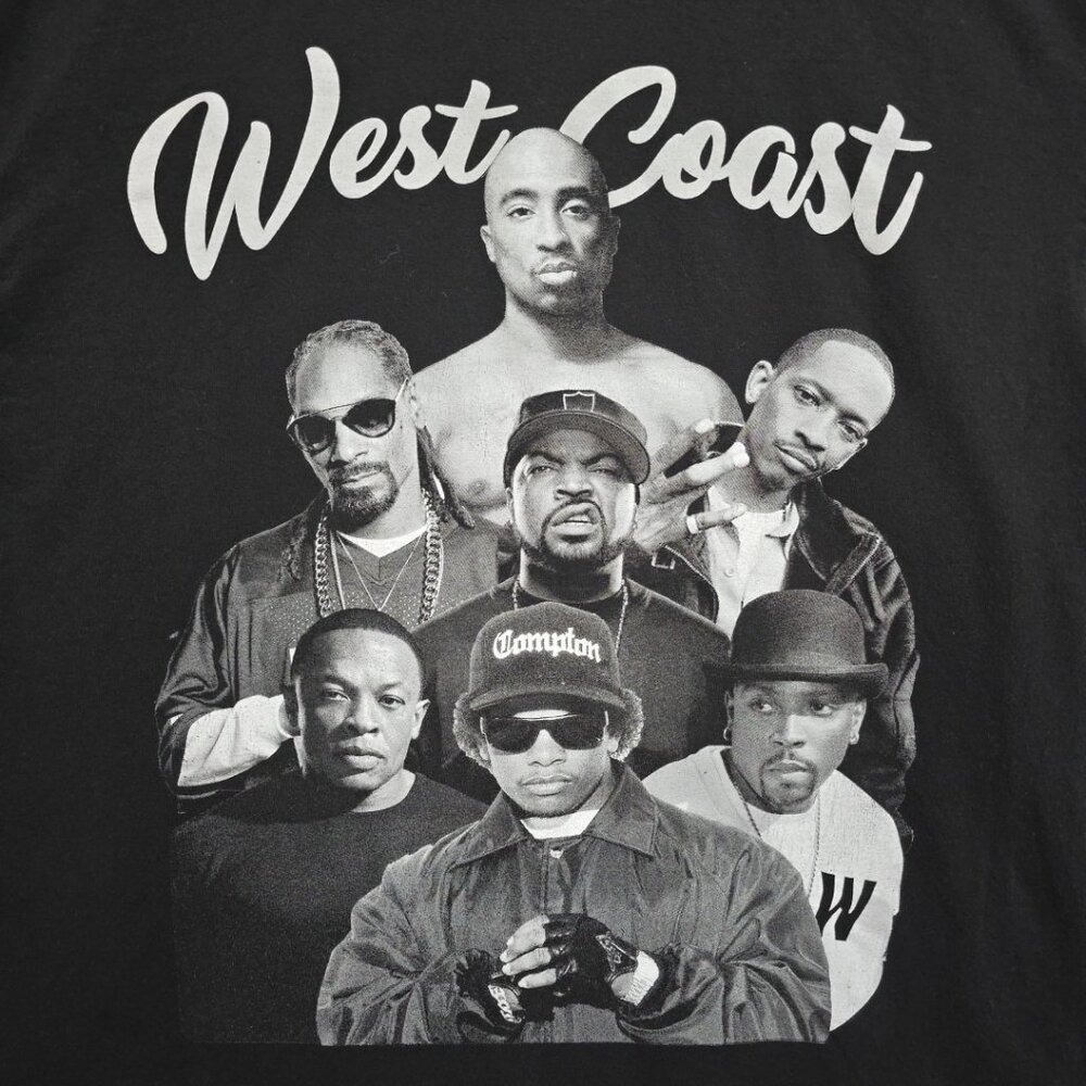 West Coast Rappers Tshirt Mens XL Black Ice Cube Tupac EasyE Snoop Dogg Dr Dre